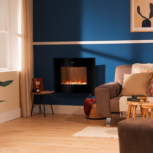 Cecotec Cheminée électrique Ready Warm 2200 Curved Flames. 2000W, 22", 2 niveaux de puissance, 20m2, Télécommande, Panneau curve en verre templé (35", Nero | Telecomando)
