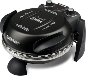 G3 Ferrari G1000610 Pizza Express Delizia, Forno Pizza, 1200 W, Termostato regolabile 400°C, Pizza fragrante in 5 minuti, Doppia resistenza riscaldante, Ricettario e Palette inclusi Nero