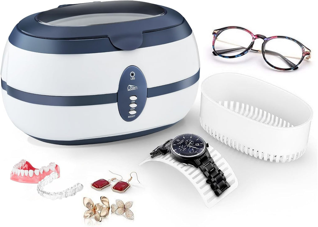 Uten Pulitore a ultrasuoni 600 ml Dispositivo di Pulizia ad ultrasuoni Digital Ultrasonic Cleaner per Occhiali Gioielli Orologi 40.000 Hz 35 W