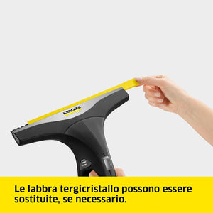 Lavavetri Aspiragocce Kärcher WV 2 Black Edition per la Pulizia di Vetri, Piastrelle, Cabine Doccia, Piani a Induzione, Serbatoio 100ml, Resa con una carica 75mq, Ampiezza Bocchetta 28cm
