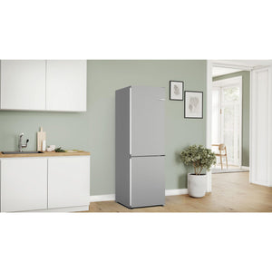 Bosch KGN362LBF, Serie 4, Frigorifero congelatore, 186 x 60 cm, 218 L refrigerante e congelatore da 103 l, effetto acciaio inossidabile, NoFrost, VitaFresh XXL per una maggiore freschezza,