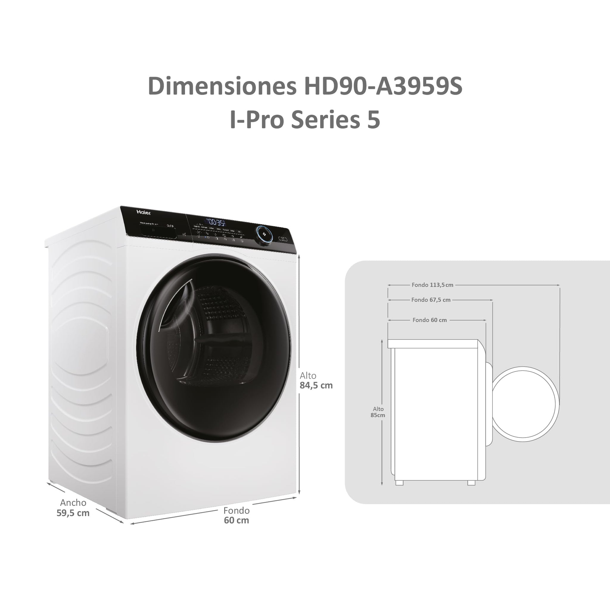 Haier hd90a3959_s Asciugatrice hd90-a3959-s Classe a+++ 9 kg Boma di Calor