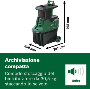 Bosch Home and Garden Biotrituratore a turbina AXT 25 TC (2500 W; idoneo per legno e residui resistenti; cesto di raccolta integrato da 53 l; in confezione cartone)