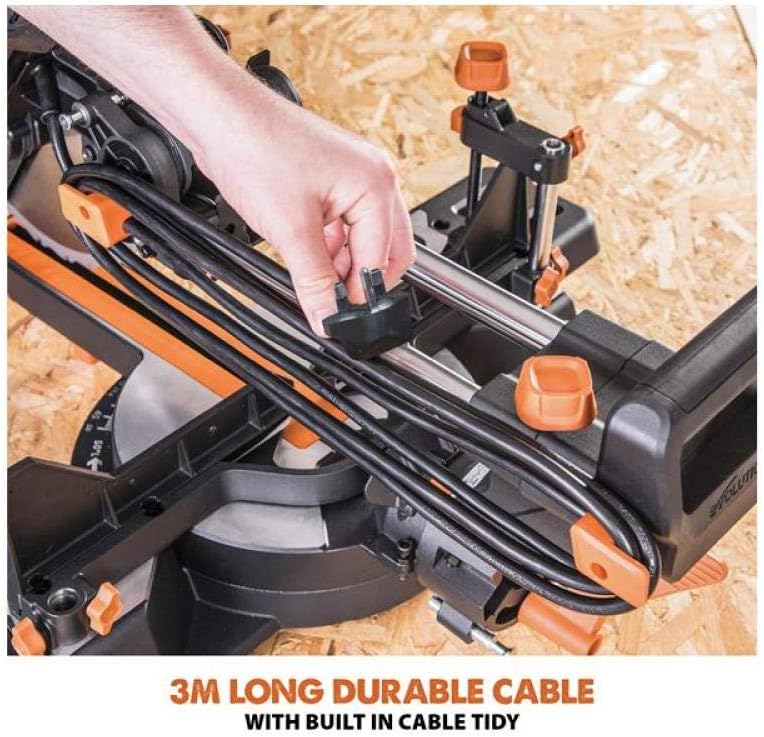 Evolution Doppia troncatrice R255SMS-DB+ | 2000 W, 300 mm, taglio obliquo, angolo obliquo, diametro 255 mm, lama HM/TCT per taglio multimateriale