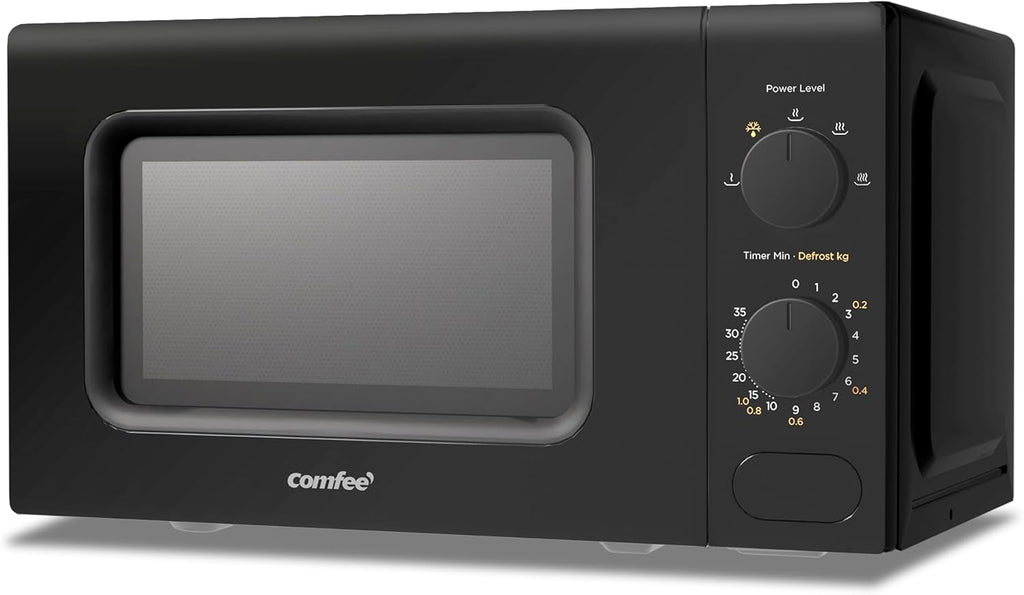 COMFEE' Forno a Microonde Nero, 20 Litri, 700 W, 5 Livelli di Potenza, Funzione di Scongelamento Rapido, Timer Manuale, Design Compatto-CM-M202CC(BK)