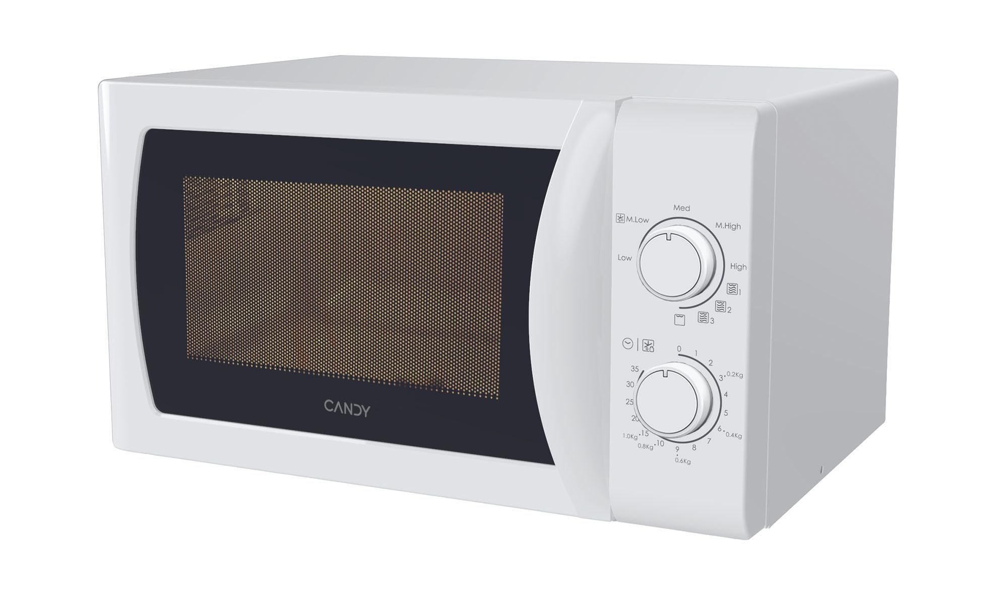 Candy Idea Forno a Microonde con Grill, 20 Litri, 700W, 5 Livelli di Potenza, Programma Defrost, Timer e Segnale di Fine Cottura, Libera Installazione, 43,95 x 35,75 x 25,82 cm, Bianco - CMG20SMW