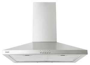 Candy CCE116-1XGG, cappa aspirante 60 cm, 3 livelli di potenza, 25 W, 285 M3/H, filtri al carbonio, 2 pannelli in alluminio antigraffio, illuminazione a LED, 52 dB, classe A, acciaio inossidabile