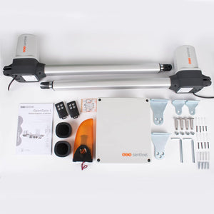 SCS Sentinel - MVE0100 Motore per cancelli a battente - 24V - 2 telecomandi - portata 50m - lampadina LED lampeggiante - 5 anni di garanzia - lunghezza 4 m - 400 Kg max - OpenGate1