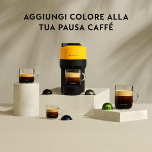De'Longhi Nespresso Vertuo Pop ENV90.Y, Macchina Caffè a Capsule con Tecnologia Centrifusion, 4 Formati in Tazza, Incluso Set di Benvenuto con 12 Capsule, 1260W, Mango Yellow