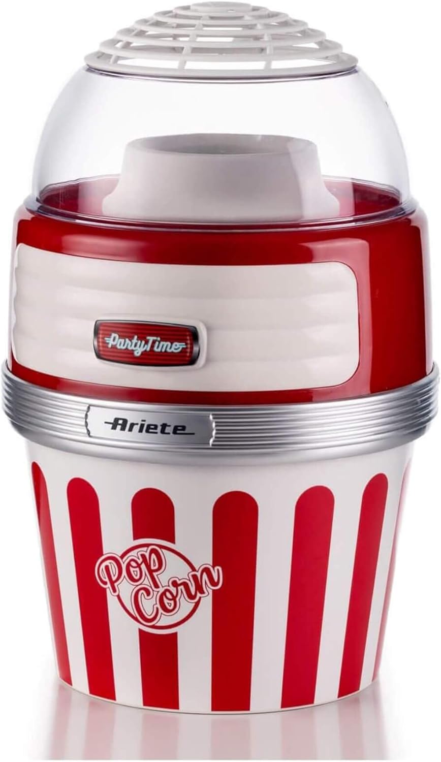 Ariete 2957 Pop Corn XL Party Time - Macchina per Popcorn - Scoppia 60gr di Mais in 2 minuti con Aria Calda - Ciotola Estraibile - 1100 Watt - Rosso