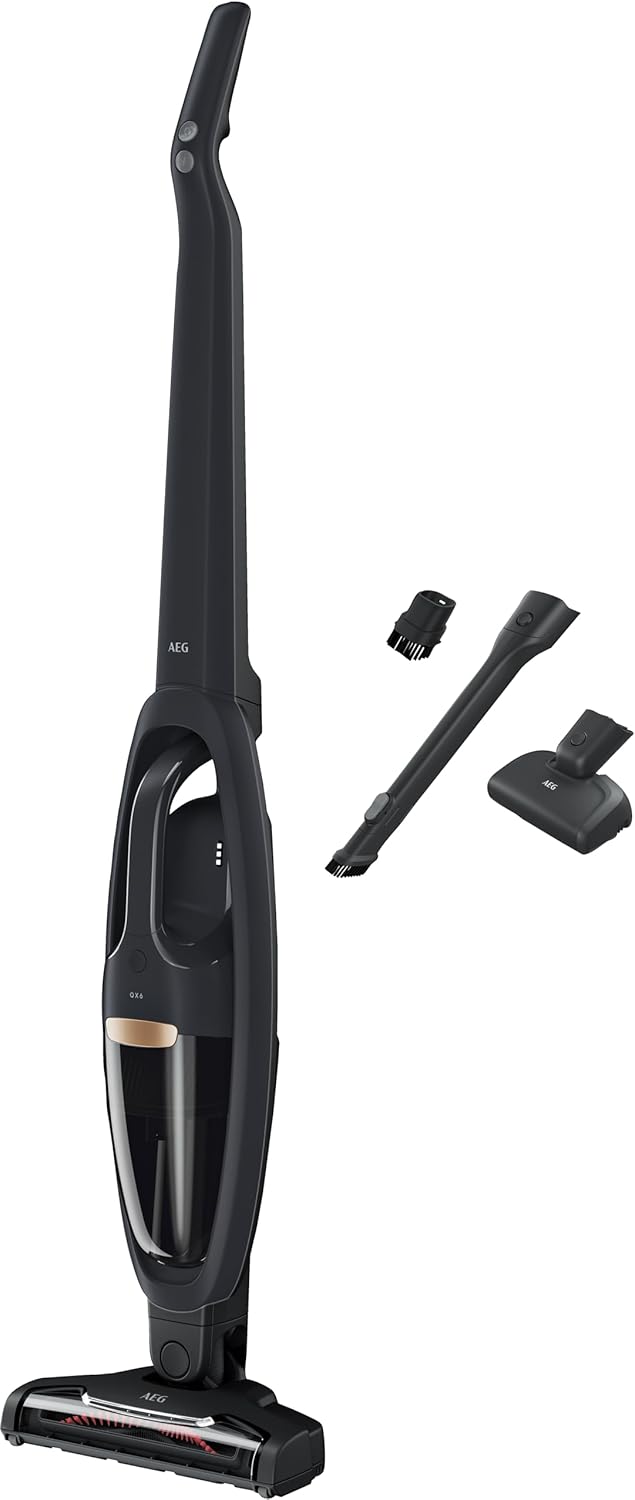 AEG QX6-1-45AN Cordless Vacuum Cleaner, Bagless, Quiet, Handheld Vacuum Cleaner Battery, 45 Minutes Running Time, Lightweight, Hard Floor, 2-in-1, Pet Hair, Dog, Cat, Carpet, Car, Grey