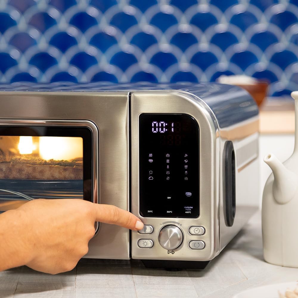 Cecotec Forno elettrico con Finestra per Pizze Fun Pizza&Co Forno Bravo. 2000 W, capacità 18 L, acciaio inox, design piatto per pizza a 9 porzioni, ventilatore a convezione, 15 modalità. Fornetto.