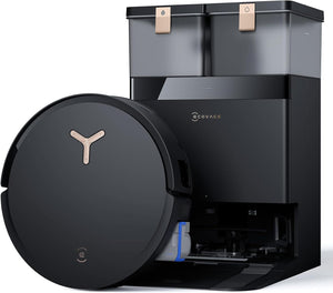 ECOVACS DEEBOT X8 OMNI Robot Aspirapolvere Lavapavimenti, 18000Pa, Spazzola OZMO ROLLER, Auto-Lavaggio e Svuotamento Istantanei, Pulizia Moci con Acqua Calda a 75℃, Asciugatura ad Aria Calda, Nero
