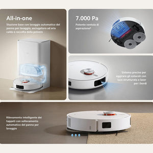 Xiaomi Robot Vacuum X20 Pro, Robot Aspirapolvere Lavapavimenti, Stazione Smart All-in-one, Aspirazione 7.000 Pa, Auto-Pulizia Panni e Asciugatura con Aria Calda, Rileva Tappeti, Controllo Vocale