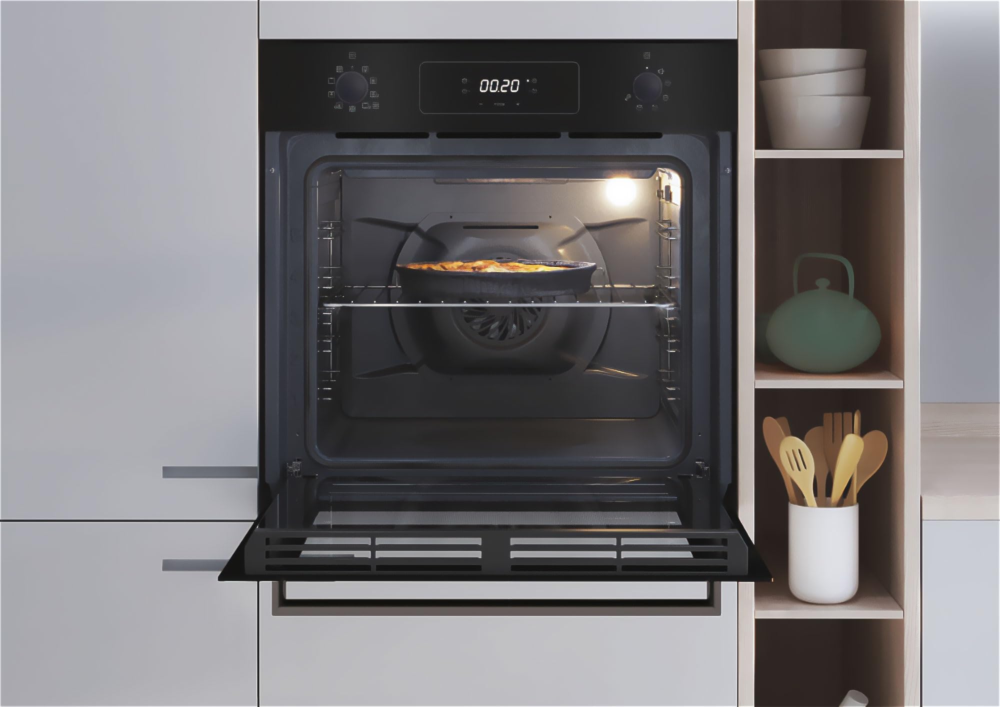 Candy Idea FCM955NRL-C, forno multifunzione 60cm, classe energetica A, pulizia pirolitica, pulizia a vapore, 9 funzioni, capacità 70 l, programmatore LED - nero, 59,5 x 59,5 x 56,8 cm