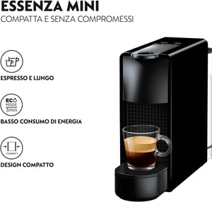 Nespresso Krups Essenza Mini - Macchina da Caffè a Capsule, Nero, 33 x 8.4 cm x 20.4 cm