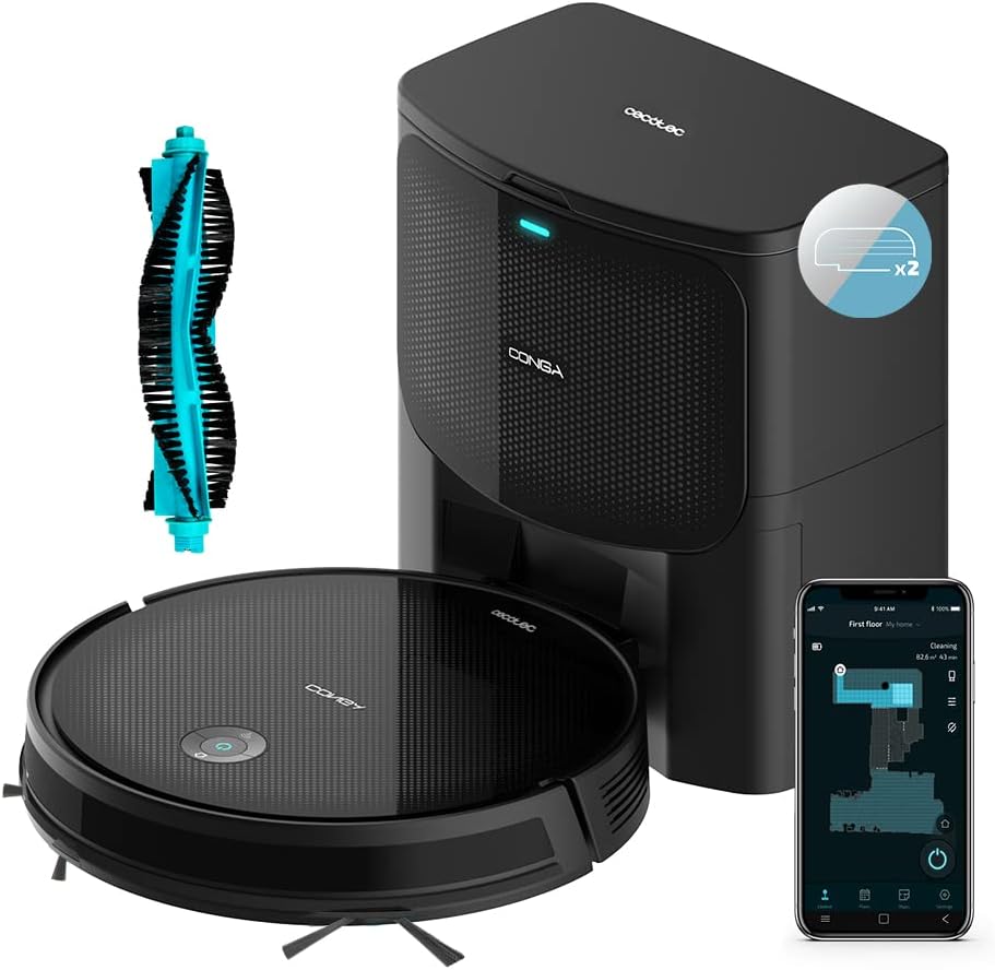 Cecotec Robot Aspirapolvere con Base Autovaziata Conga 2299 Ultra Home X-Treme X. 4 in 1, 2100 Pa, Tecnologia SmartGyro 4.0, App, Spazzola Multifunzione, Alexa, Autonomia 160 Mins, 2 Modi