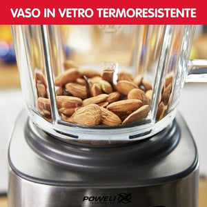 Moulinex LM811D PerfectMix + Blender Frullatore Tritatutto Elettrico, Tecnologia Powelix, Multifunzione, 1200W, Capacità totale 2L (utile 1.5L), 3 Programmi, Vaso in Vetro Termoresistente
