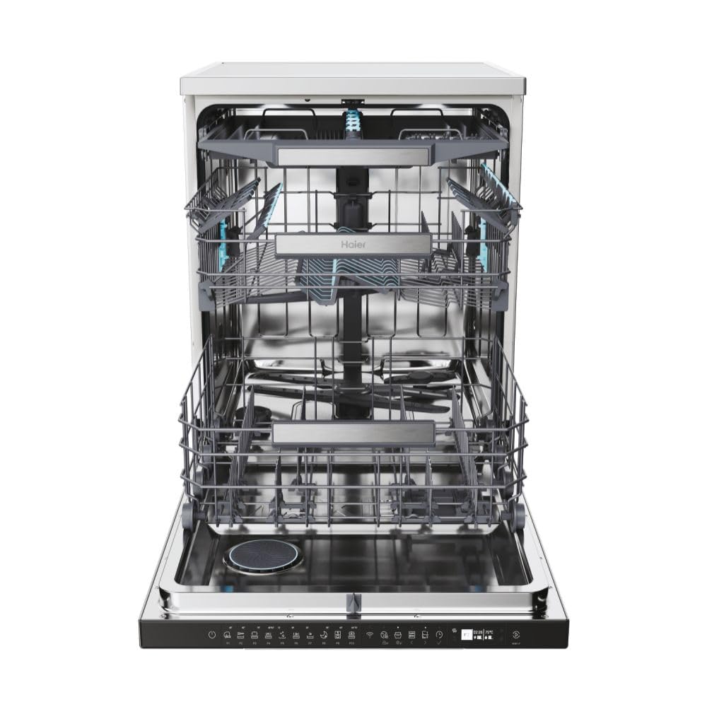 Haier I-Pro Shine Serie 7 Lavastoviglie a Libera Installazione 60 cm, 14 Coperti, 10 Programmi, Classe A, Lavaggio Flex Zone, App hOn + AI, AxLxP 85x 59,7x59,8 cm, Stainless Steel- XF 4A4M4PDX