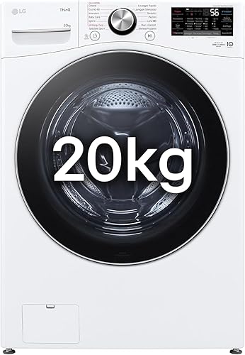 LG AI DD F0P3020TSWC Lavatrice 20kg, a Carica Frontale, Capacità XL Serie P3, Classe B, 1000 Giri, TurboWash 360, Vapore, Wi-Fi, Motore Inverter Direct Drive, Libera installazione, Bianco