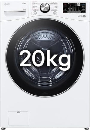 LG AI DD F0P3020TSWC Lavatrice 20kg, a Carica Frontale, Capacità XL Serie P3, Classe B, 1000 Giri, TurboWash 360, Vapore, Wi-Fi, Motore Inverter Direct Drive, Libera installazione, Bianco