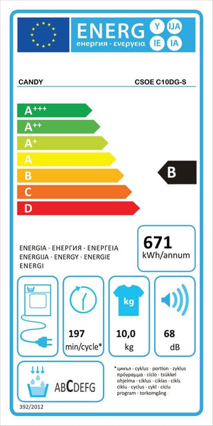 Candy Smart Pro Asciugatrice 10 Kg a Condensazione, Libera Installazione, Classe B, Connessione Wi-Fi + BLE, Controllo da App, Programma Stiro Facile, 59,6 x 58,5 x 85 cm, Bianca - CSOE C10DG-S
