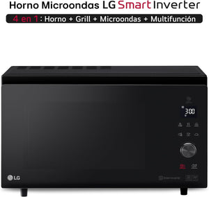 LG MJ3965BPS Forno Microonde Smart Inverter Combinato e Ventilato con Doppio Grill, 39 Litri, 1350 W, Programmi Automatici, 5 Livelli di Potenza, Piatto Microonde Crispy Incluso - Nero Fumè