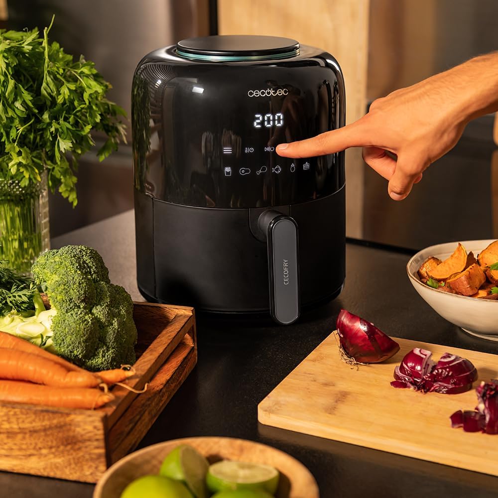 Cecotec Friggitrice ad Aria Cecofry Pixel 2500 Touch. Air Fryer 1200W, Capacità 2,5L, 6 Programmi, Controllo Digitale, Timer, Manico Del Corpo e Tocco Freddo, Piedi Antidisdain, Tecnologia PerfectCook
