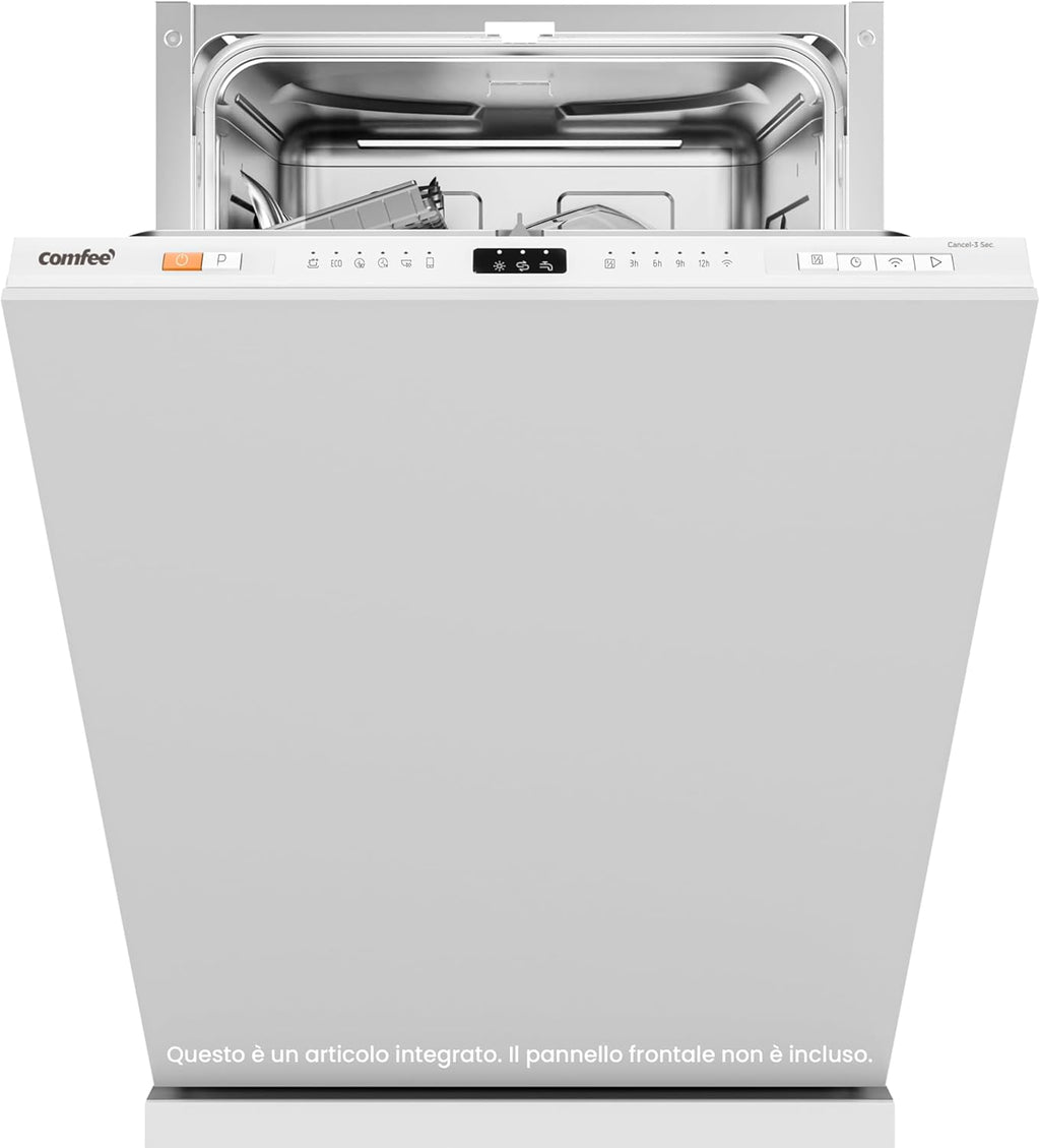 COMFEE' CDWEB914S-W Lavastoviglie da Incasso con 10 coperti, 8 Programmi, di avviamento ritardato, Funzione di Mezzo Carico, cloud wash, Asciugatura Extra - Inox
