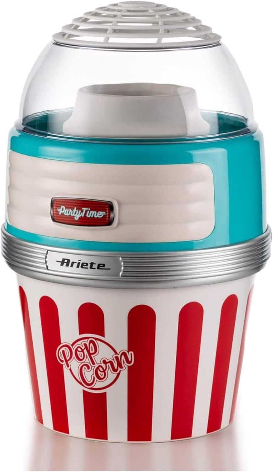 Ariete 2957 Pop Corn XL Party Time - Macchina per Popcorn - Scoppia 60gr di Mais in 2 minuti ad Aria Calda - Ciotola Estraibile - 1100 Watt - Azzurro