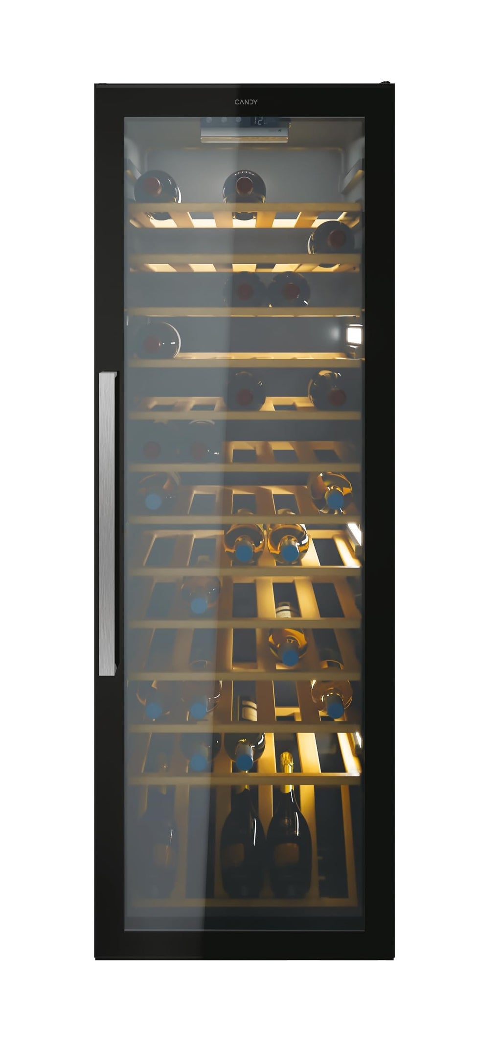 Candy DiVino, CWC 200 EELW/NF, Cantina Vino, 81 bottiglie, 39 dB, APP hOn, Tecnologia Vivino, Monozona, Nero, AxLxP 146x49x55 cm [Classe di efficienza energetica G]