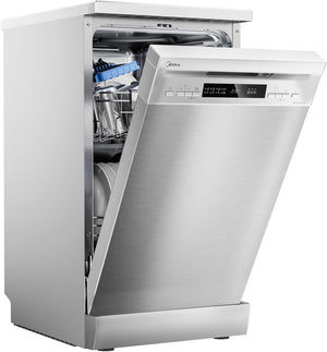 Midea MFD45S200X.1-IT Lavastoviglie Libera Installazione con 10 coperti, 8 Programmi, Display a LED, Partenza Ritardata, Funzione di Mezzo Carico, Asciugatura Extra - Inox