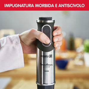 Moulinex DD6578 Quickchef 2in1 Frullatore a Immersione, 1000 W, Mixer con Tecnologia Powelix e 10 Velocità, 2 Accessori, Bicchiere 800 ml e Tritatutto 500 ml, Lame in Acciaio Inossidabile