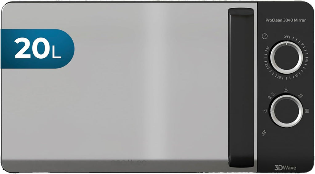 Cecotec Forno a Microonde ProClean 3040 da 20 Litri, 700 Watt di potenza, rivestimento Ready2Clean, 6 livelli di funzionamento, timer da 30 minuti, modalità scongelamento, colore nero
