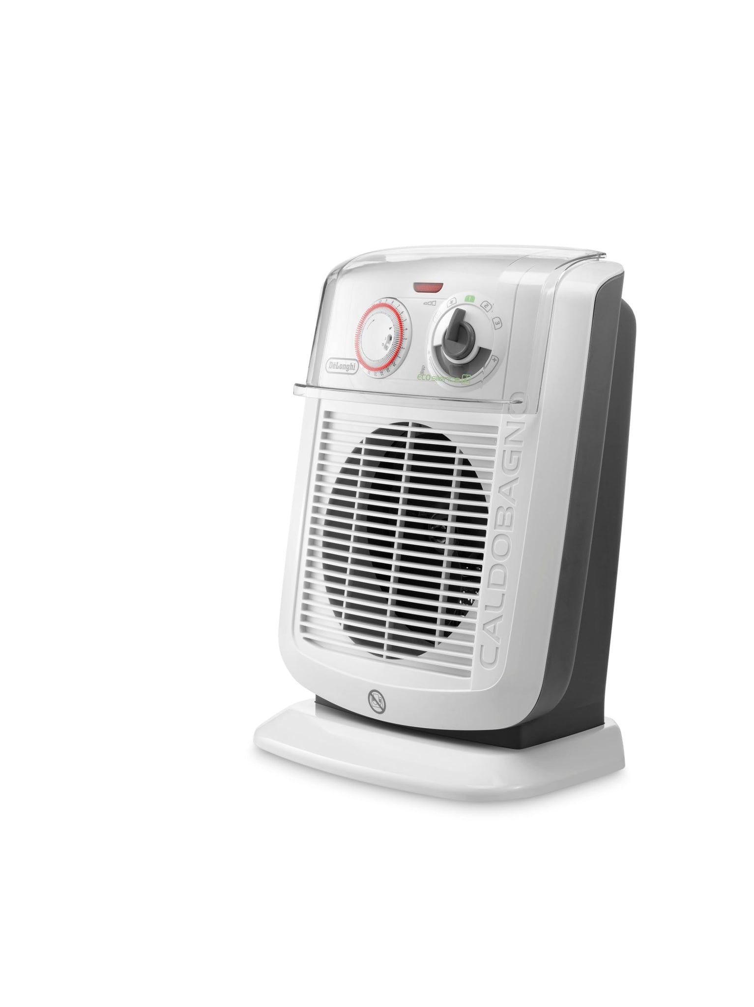 De'Longhi HBC 3030 Termoventilatore Caldobagno, 2 livelli di potenza, Funzione ECO-SILENCE, Protezione antigoccia, Ventilazione estiva, Avvolgicavo, per ambienti fino a 60 m³