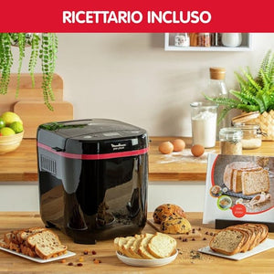 Moulinex OW2208 Pain & Plaisir, Macchina del Pane, 17 Programmi Automatici, 3 Impostazioni di Peso e 3 Livelli di Doratura, Avvio Ritardato Fino a 15 Fre, Ricettario Incluso, 650W, Nero/Viola