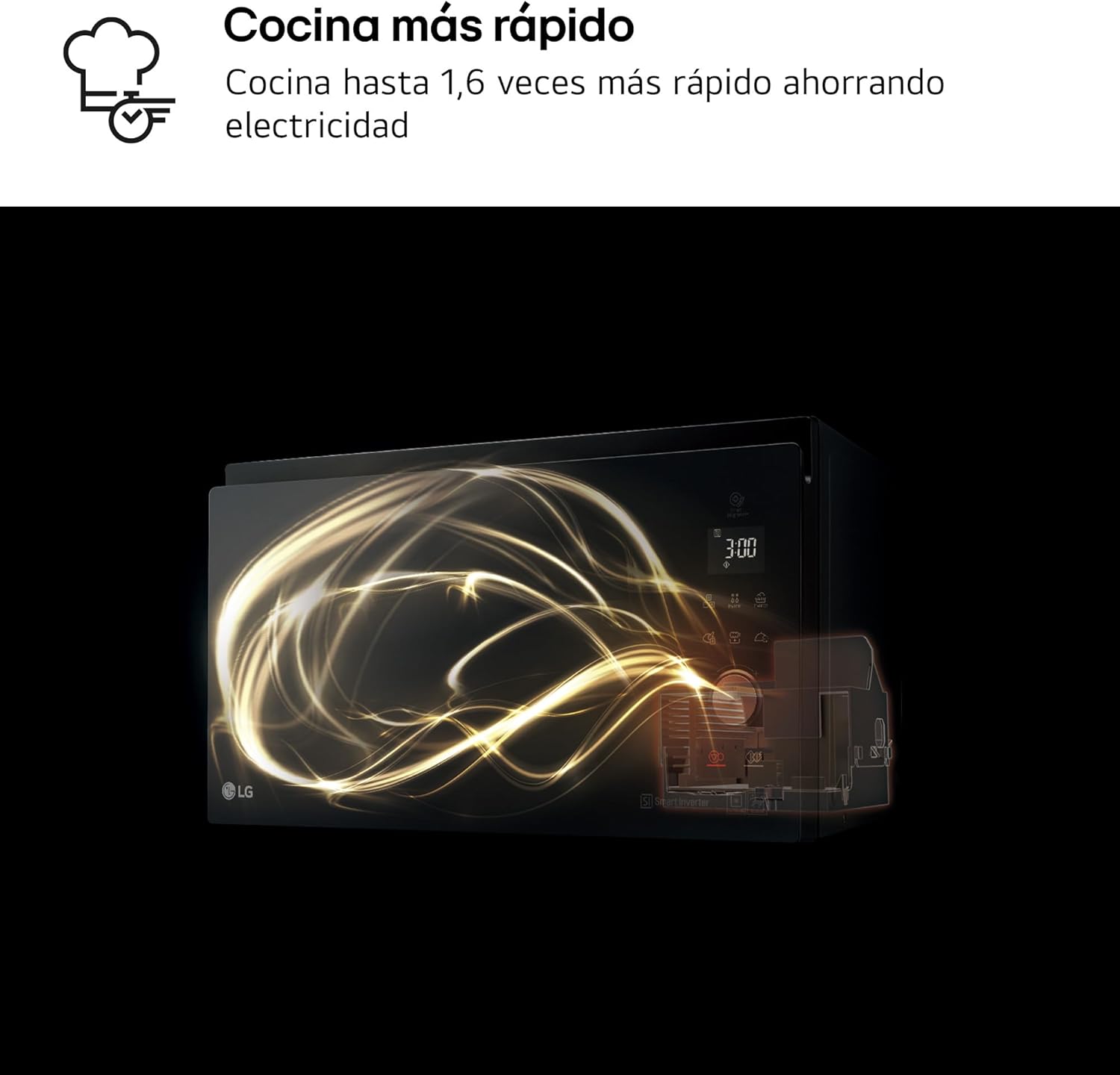 LG MJ3965BPS Forno Microonde Smart Inverter Combinato e Ventilato con Doppio Grill, 39 Litri, 1350 W, Programmi Automatici, 5 Livelli di Potenza, Piatto Microonde Crispy Incluso - Nero Fumè