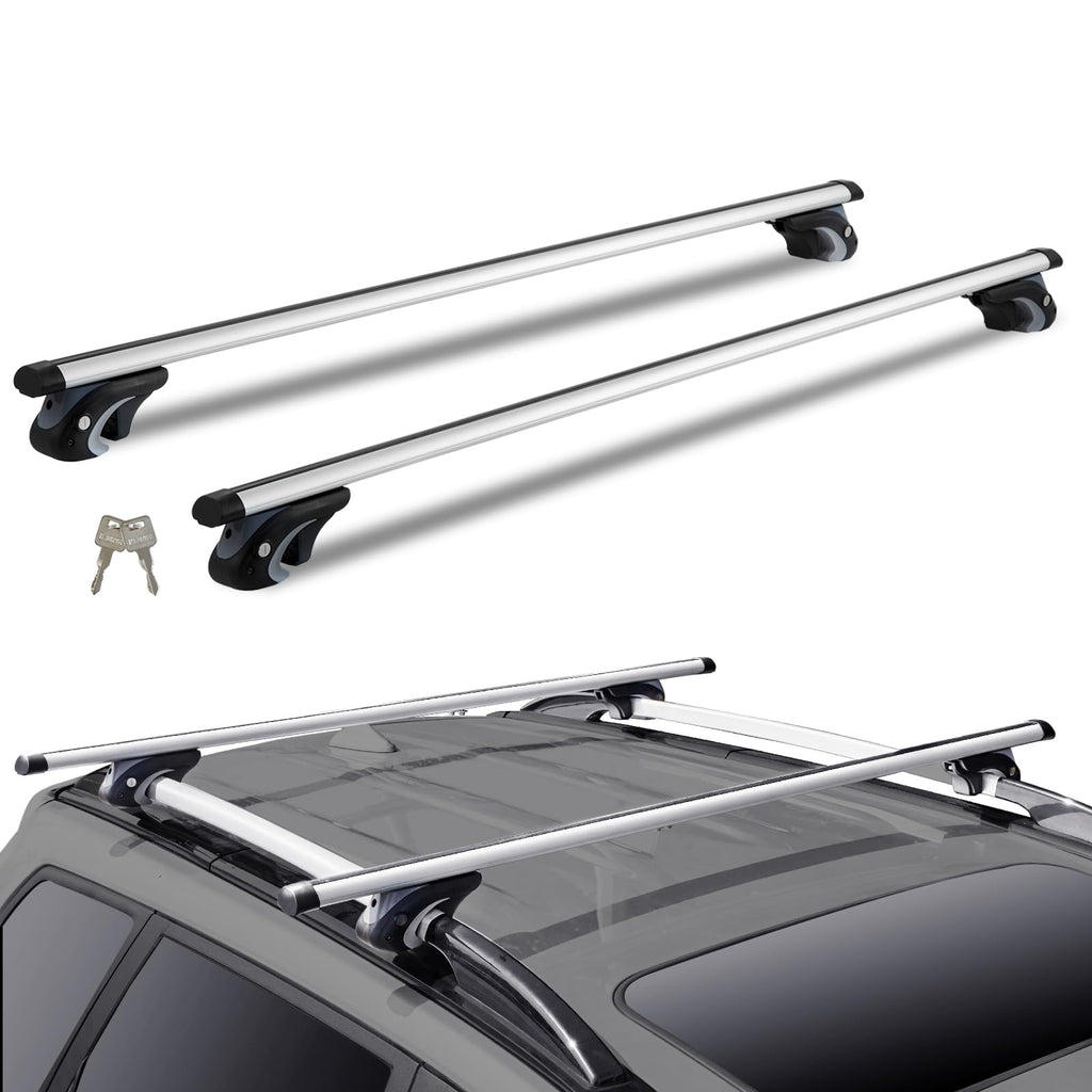 VEVOR Barre Trasversali Universali per Portapacchi in Alluminio 120 cm, Adatte per Barre Laterali Rialzate, Capacità di Carico di 90 kg, Barre Trasversali con Serrature, per SUV, Berline e Furgoni