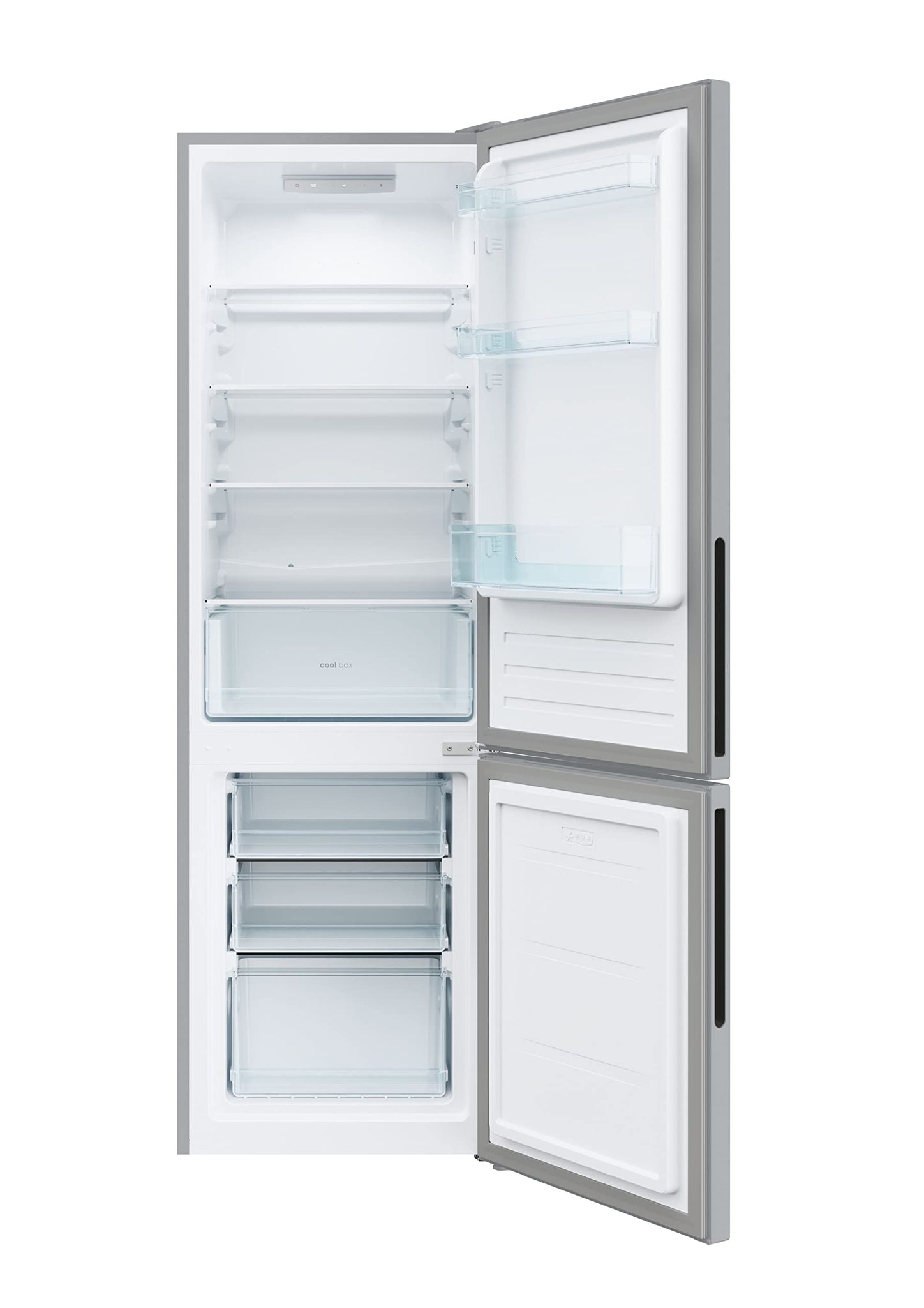 Candy CCT3L517ES, Frigorifero Combi, 55 cm, Altezza 1,77 m, 260 l, Low Frost, Funzione SuperCool, Cassetto Verdure, Controllo elettronico interno, LED, Porte Reversibili, 39 dB, Silver