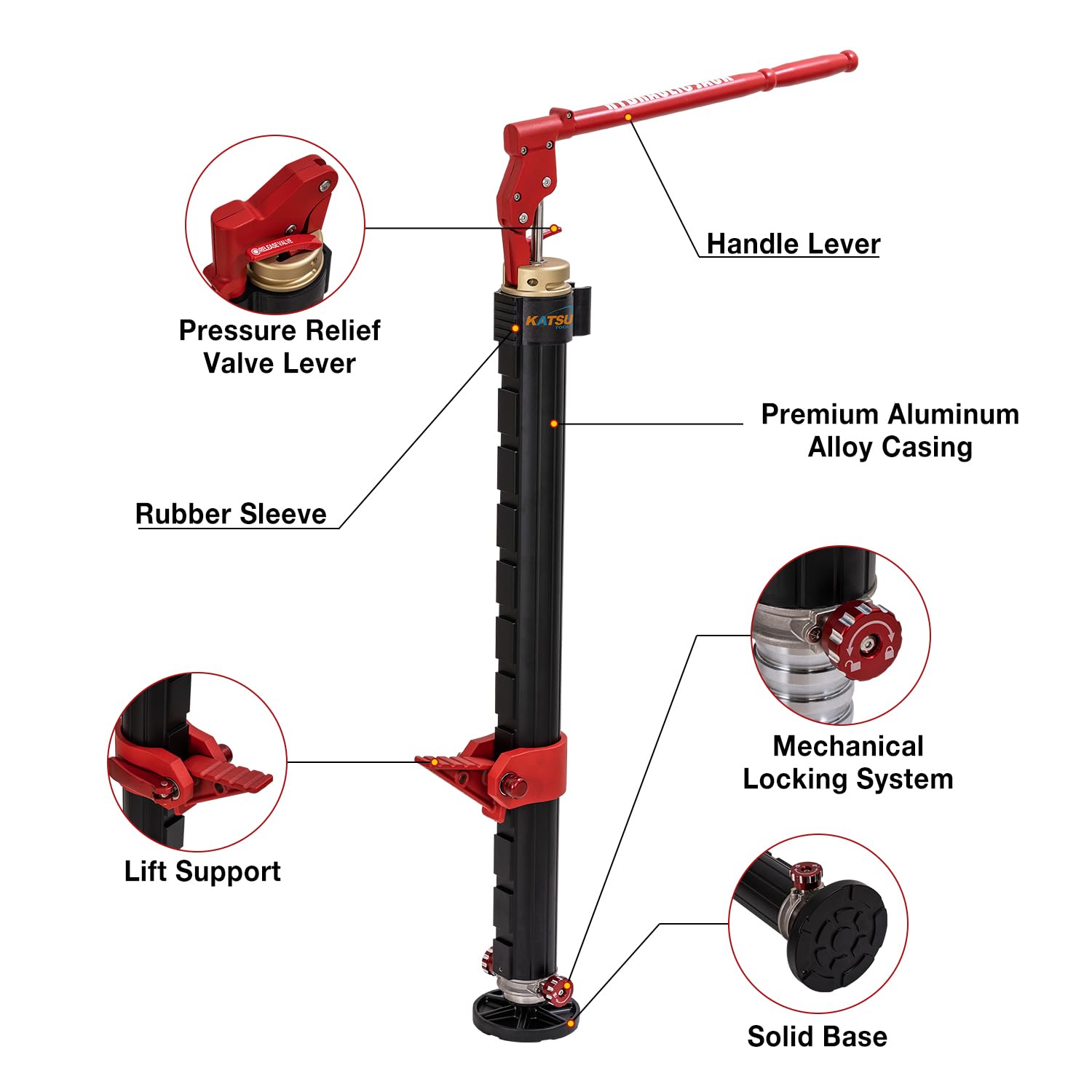 KATSU Farm Jack Heavy Duty 48" 1200 mm 3,5 Ton Capacità di Carico Offroad Martinetto Cricchetto ad Alto Sollevamento Cric Fuoristrada per ATV 4x4 Trattori Camion 161195