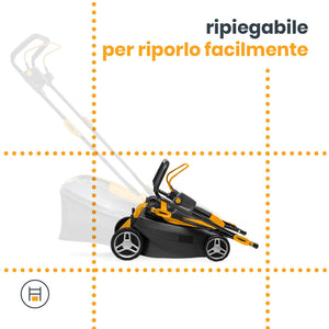 Stiga Tagliaerba a Batteria Collector 136e Kit, Per Giardini Fino a 250 m², Larghezza Taglio 34 cm, Batteria ePower da 20 V (2 x 2 Ah), 550 W, 2 Batterie e Caricatore Inclusi, giallo