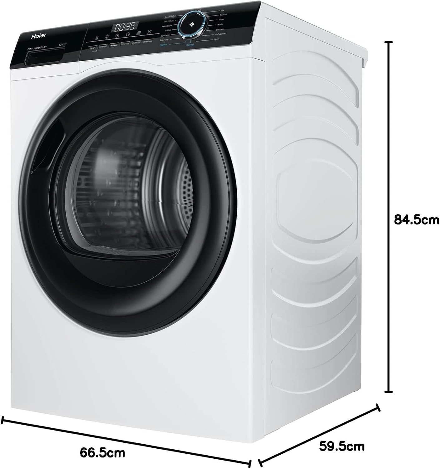 Haier I-PRO Serie 3 HD80-A2939 - Asciugatrice a pompa di calore, 8 kg/A++, motore inverter, 3 livelli di asciugatura selezionabili, tamburo in acciaio inox, programma di vapore I-Refresh