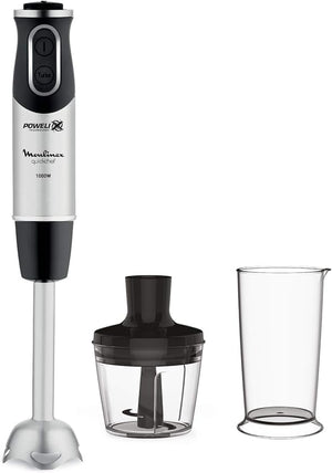 Moulinex DD6578 Quickchef 2in1 Frullatore a Immersione, 1000 W, Mixer con Tecnologia Powelix e 10 Velocità, 2 Accessori, Bicchiere 800 ml e Tritatutto 500 ml, Lame in Acciaio Inossidabile
