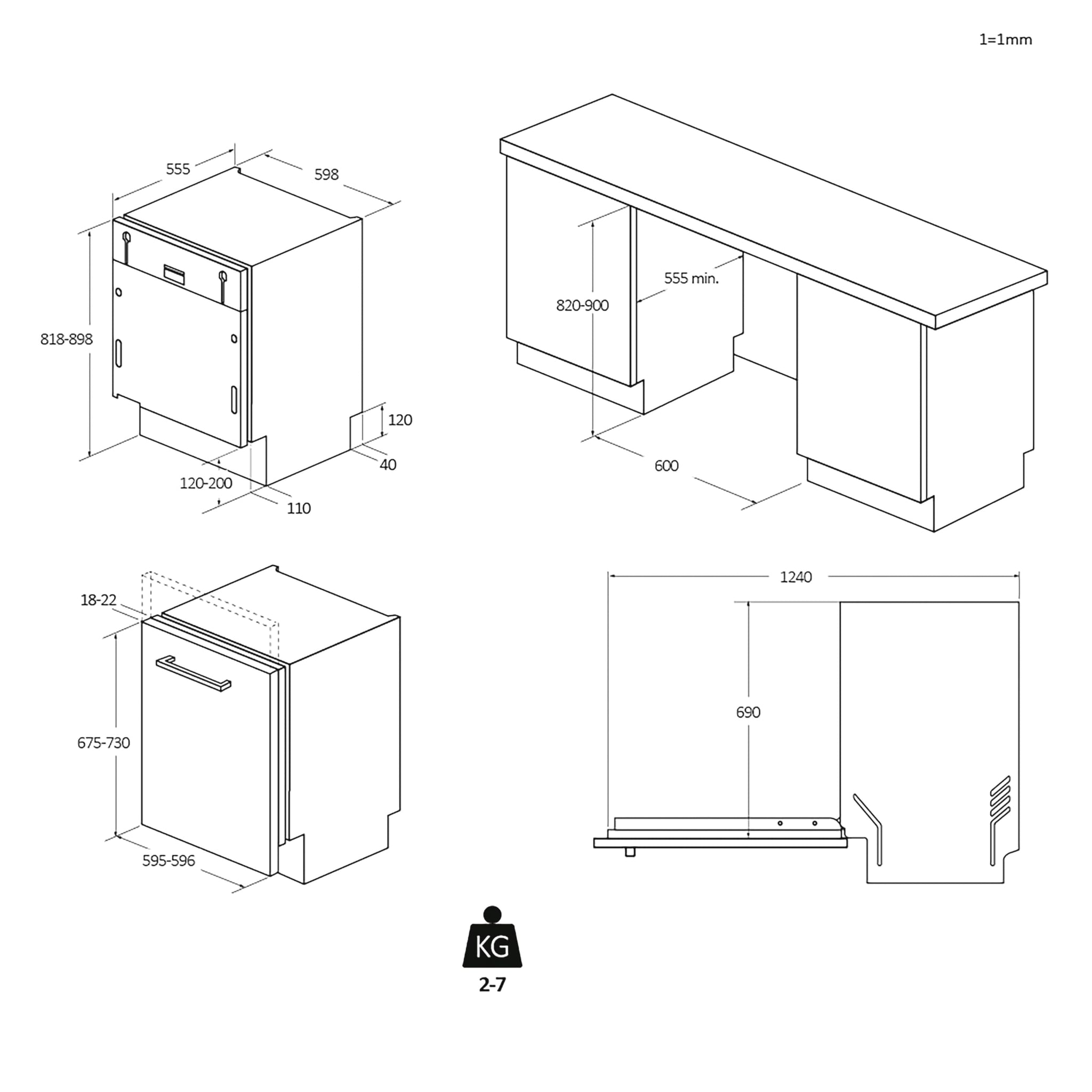 Candy Rapidò CI 3E53E0W, Lavastoviglie Integrabile 60 CM, 13 Servizi, Digitale, 53 Dba, 5 Programmi, Motore Inverter, Indicatore Fine Ciclo, Inizio Differito 3-6-9 ore