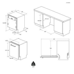 Candy Rapidò CI 3E53E0W, Lavastoviglie Integrabile 60 CM, 13 Servizi, Digitale, 53 Dba, 5 Programmi, Motore Inverter, Indicatore Fine Ciclo, Inizio Differito 3-6-9 ore