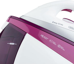 H.Koenig Ferro da stiro con caldaia V26, alta pressione 6 bar, vapore continuo 150 g/min, autonomia illimitata, stiratura verticale, piastra in ceramica EasyGlide, potente 2400W, 1,1L, anticalcare