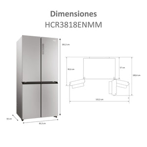 Haier HCR3818ENMM CUBE 83 SERIE 3 Frigorifero congelatore / 4 porte con frontale in acciaio inox/Total No Frost/Inverter Compressore/XL-Slim-Line Air Surround