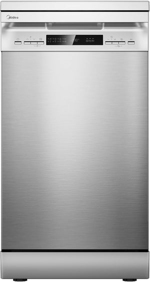 Midea MFD45S200X.1-IT Lavastoviglie Libera Installazione con 10 coperti, 8 Programmi, Display a LED, Partenza Ritardata, Funzione di Mezzo Carico, Asciugatura Extra - Inox
