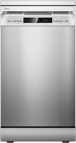 Midea MFD45S200X.1-IT Lavastoviglie Libera Installazione con 10 coperti, 8 Programmi, Display a LED, Partenza Ritardata, Funzione di Mezzo Carico, Asciugatura Extra - Inox