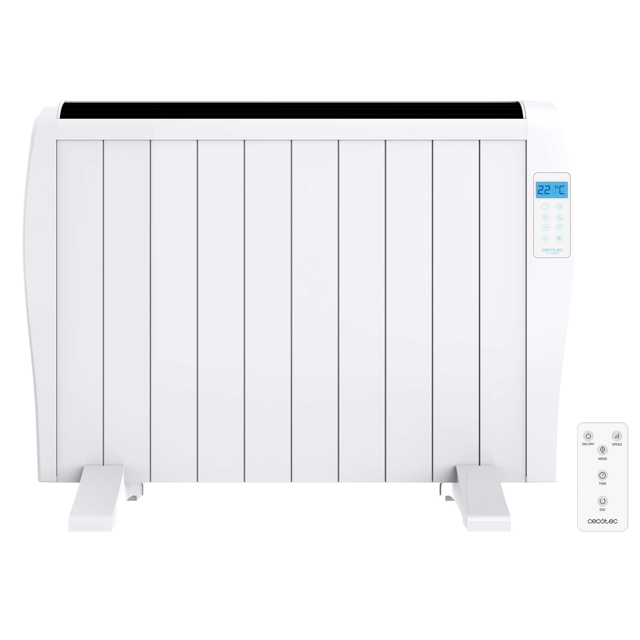 Cecotec Emettitore Termico ReadyWarm 2500 Thermal Black. 12 Elementi e 1800 W, Display LCD, Telecomando a distanza, timer, selezione della temperatura, copertura di 25 m² (12 Moduli, Bianco)
